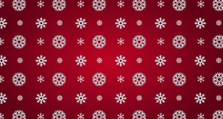 Red Christmas background with pine leaves, dwarfs, bells and stars on a red scene.