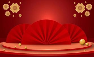 Podium and background for  Chinese new year,Chinese Festivals,  Mid Autumn Festival , flower and asian elements on background. vector