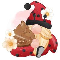 Cute Lady Bug Gnome Illustration vector