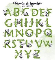 Bamboo And Panda Decorative Letters vector