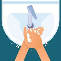 Handwashing day. Handwashing illustration. Water, washing hands, cleaning. Hygiene concept. vector