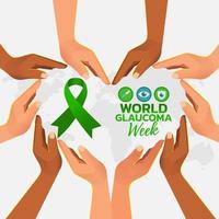 World glaucoma week.Illustration with green ribbon vector