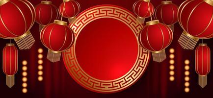 Podium and background for  Chinese new year,Chinese Festivals,  Mid Autumn Festival , flower and asian elements on background. vector