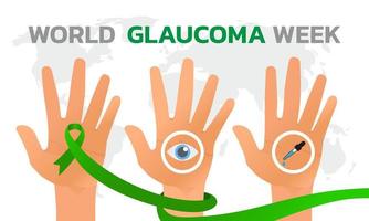 World glaucoma week.Illustration with green ribbon
