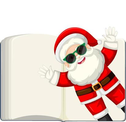 Opened blank book with Santa Claus