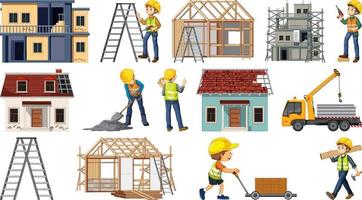 Set of construction site objects vector