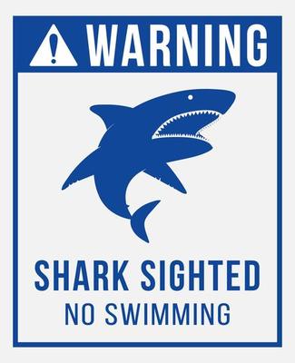 Warning signboard concept with shark sighted no swimming