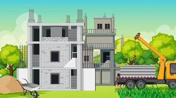 Building construction site scene vector