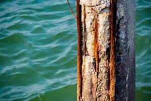 Columns that had been exposed to seawater eroded and rusted steel. photo