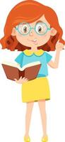 Girl standing reading a book vector