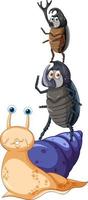 Isolated snail and beetle cartoon character vector