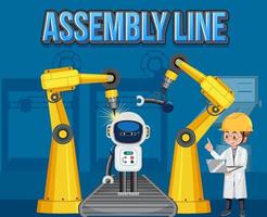 Production process concept with assembly line banner design vector