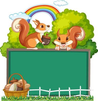 Board template with two squirrels and trees