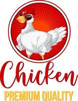 Chicken wearing sunglasses cartoon character logo vector