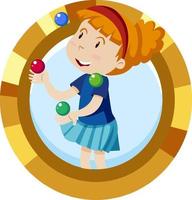 Simple cartoon character of a girl jugling balls vector