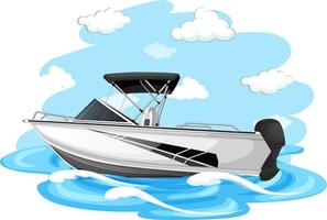 Speedboat in cartoon style on white background vector