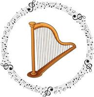 Harp instrument on white background vector