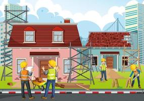 Building construction site background vector