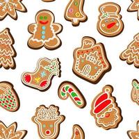 patrón sin costuras de galletas de jengibre navideñas. ilustración vectorial foto