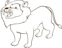 Lion in doodle simple style on white background vector