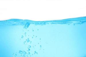 Blue surface water and air bubble isolated on white background photo