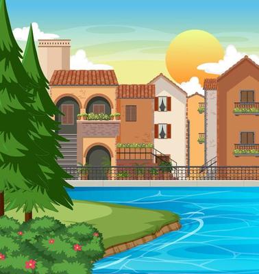 Italy town style house and building landscape