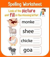 Worksheet design for spelling vector