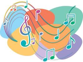 Music notes rainbow colourful on white background vector