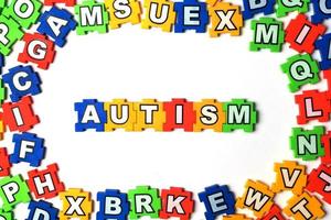 Puzzle autism on white background photo