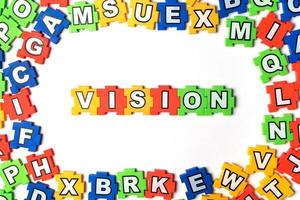 Puzzle vision on white background photo