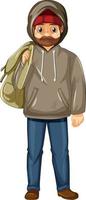 Homeless man cartoon character vector