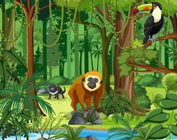 Forest scene with various wild animals vector