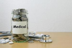 Money saving for Medical in the glass bottle photo