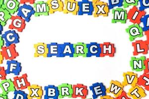 Puzzle search on white background photo