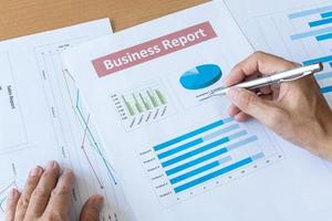 businessman working data document business report. research development planning management concept photo