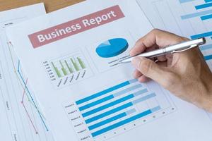 businessman working data document business report. research development planning management concept photo