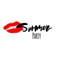 Text summer party with illustration red lips vector