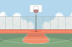 escena de la cancha de baloncesto vacía vector