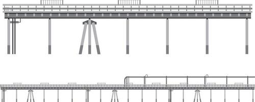 conjunto de muelle y puente sobre fondo blanco vector