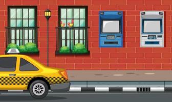 Empty scene with ATM on street in the city vector