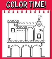 Worksheets template with color time text and castle outline vector