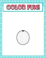 Worksheets template with color fun text and kiwi outline vector