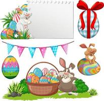 Easter theme with bunny and eggs in garden vector