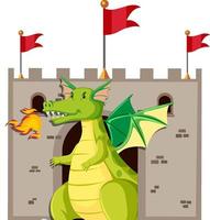 Cute green dragon cartoon character vector