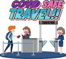 Covid Safe Travel hand drawn lettering logo vector