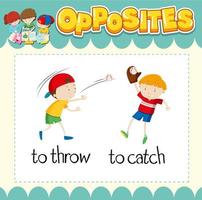 Education word card of English opposites word vector