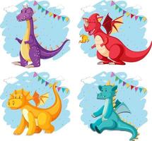Set of different cute dragons cartoon