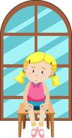 Sad girl simple cartoon character vector