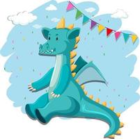 Cute blue dragon cartoon character vector