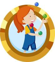 Simple cartoon character of a girl jugling balls vector